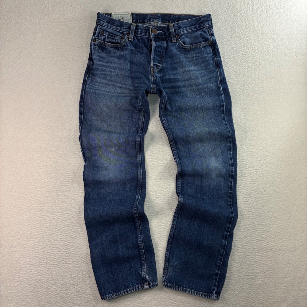 The Hollister Boot Jeans Men 30x32 Blue Faded Whisker Bootcut Western Casual Y2K